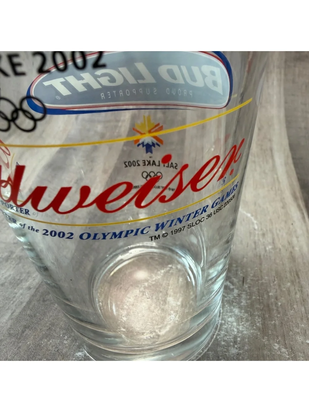 Set of 2 Budweiser 2002 Salt Lake City Winter Olympics Glasses Bud Light Beer